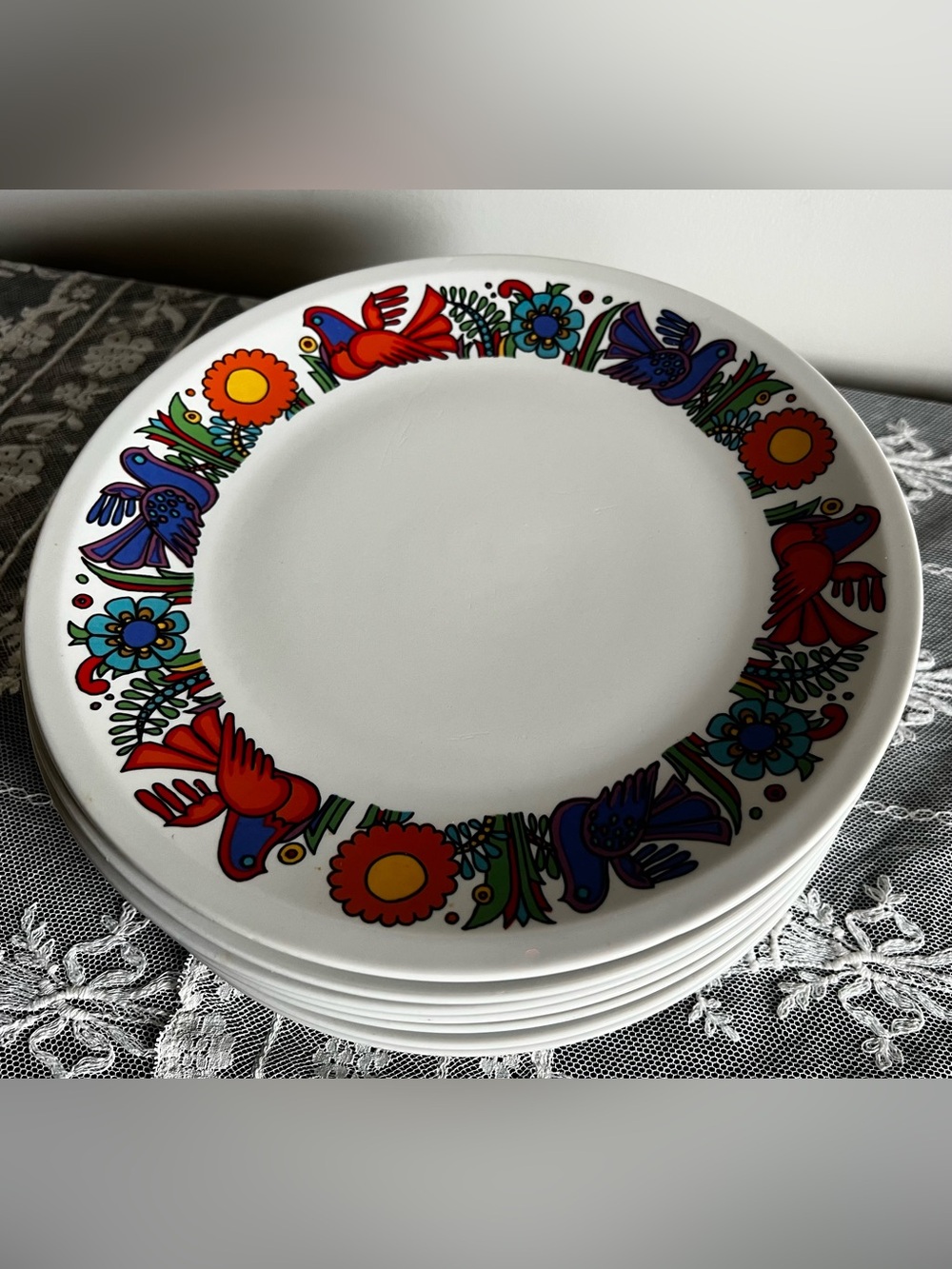 Set of 8 Vintage Mid-Century Modern Villeroy & Boch “Acapulco” Plates 9 1/2”